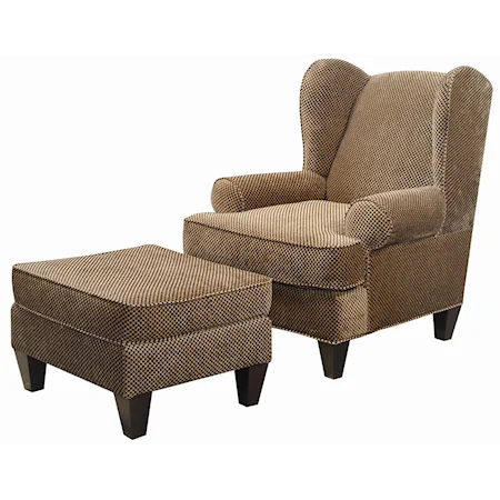 Customizable Wing Back Upholstered Chair and Ottoman